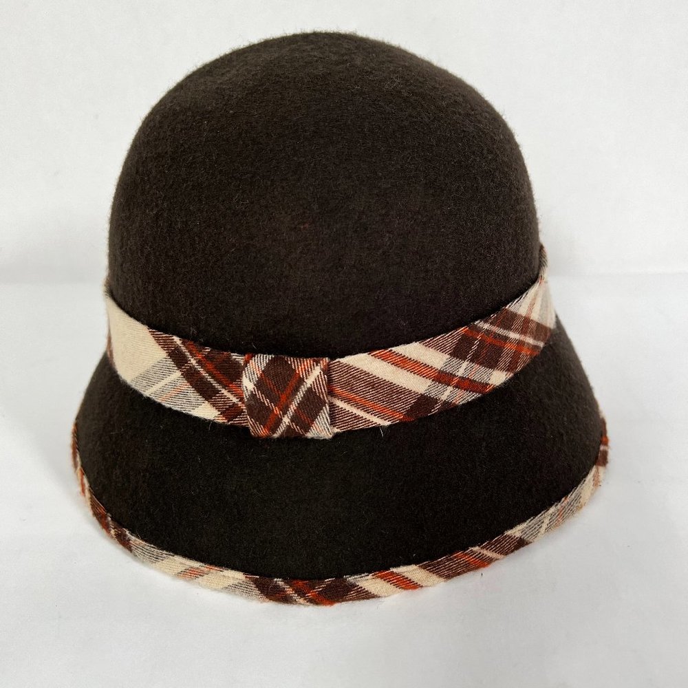 Womens Winter Cloche Hat Dark Brown 100% Wool Headwear Fashion Nova Accent